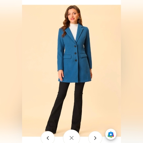 Allegra K Coats Notched Lapel Long Sleeves Single Breasted Fall Winter Peacoat - Picture 2 of 8